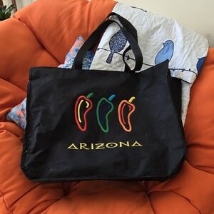 Arizona Black Tote Bag with Colorful Peppers